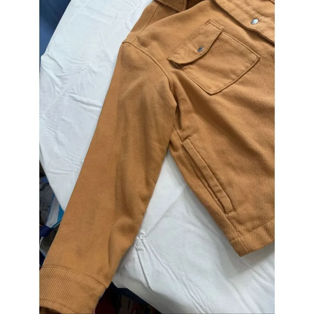 The North Face Heavyweight Shirt Jacket Shacket Snap Front Camel Brown Sz Large